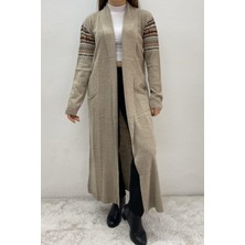 Onno Style Bayan Uzun Kilim Desen Saç Örgü Ceket