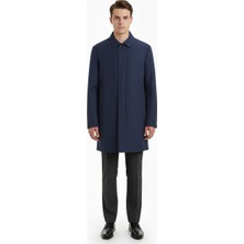 Uki Lacivert Comfort Fit Trençkot Erkek Klasik Kesim Uzun Kol Günlük Stil