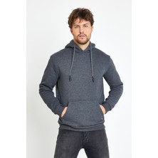 Polo State Erkek Kapüşonlu Kanguru Cep 3 İplik Sweatshirt Antrasit