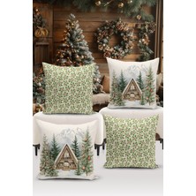Bertille Home Yılbaşı Serisi Çift Tarafı Dijital Baskılı  4'lü Kırlent Kılıfı Seti (Christmas Noel Cushion Cover)