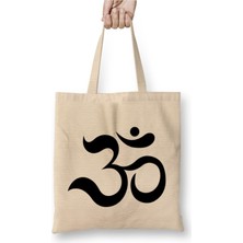 Toyaso Om Ohm Aum Symbol Spiritual Yoga Beyaz Bez Çanta Uzun Saplı Alışveriş Çantası Plaj Çantası