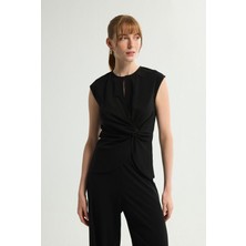 Love My Body Bağlama Detaylı Örme Bluz Siyah 115L9409001