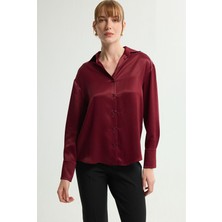 Love My Body  Saten Gömlek Bordo 130L9156008