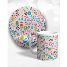 Flowers Oval Bilek Destekli Mouse Pad ve Kupa Bardak Seti