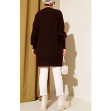 Vaniza Kabartma Asimetrik Çizgili Uzun Kollu Triko Tunik