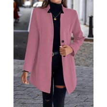 Arona Mdb Kadın Uzun Kollu Kırlangıç Yaka Önden Düğmeli Kısa Kaşe Kaban