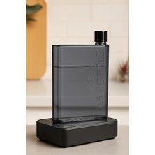 Misda Store Şeffaf Düz Matara Suluk Ince Su Şişesi (Antrasit)