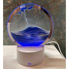 Hediyesahibi Işıklı Kum Saati - Kum Dağı Akış Tablosu Büyük Boy Renk Değiştiren - Mavi