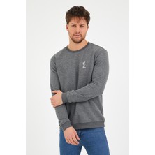 Polo State Erkek 3 İplik Pamuklu Regular Fit Nakışlı Bisiklet Yaka Basic Sweatshirt