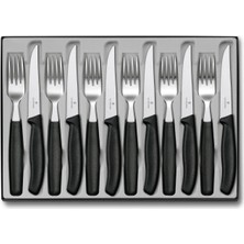 Mena Rise Sofra Çatal Bıçak Seti ile Biftek Bıçağı, Plastik, Siyah, 40 x 25 x 3 Cm, 12-Birim