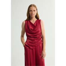 Love My Body Degaje Yaka Kolsuz Bluz Bordo 115L9499001