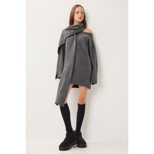 Happiness İstanbul Atkı Detaylı Triko Kazak LKİ0052 Antrasit