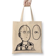 Toyaso One Punch Man Bez Çanta Uzun Saplı Alışveriş Çantası Plaj Çantası
