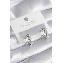 Claris Pirinç Gümüş Renk Zirkon Taşlı Kadın Küpe