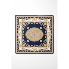 Lêvi D'or Lacivert Varak Desen Twill İpek Eşarp