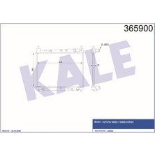 KALE-365900 - Su Radyatörü Toyota Yarıs 1.3 1.5 99<05 (Mt) (Ac/nac) [brazıng] [350X478X18]