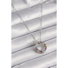 MCM Group 316L Çelik Gümüş Renk Zincir Renkli Zirkon Taşlı Xoxo Model Kadın Kolye - Lisinya