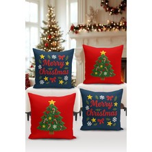 Bertille Home Yılbaşı Serisi Çift Tarafı Dijital Baskılı  4'lü Kırlent Kılıfı Seti (Christmas Noel Cushion Cover)