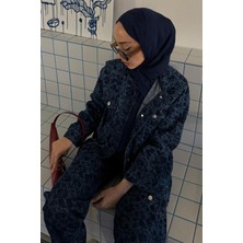 Carell Elifnur Tak'ın Tercihi Floral Monogram Desen Jean Ceket