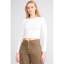 Aksoy K26 608-20 Beyaz Kadın O Yaka Kaskorse Sweat