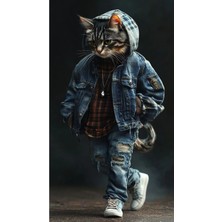 Aydın Garage Kedi Kapı Direk Kaplama Folyosu Baskılı Sticker Sağ-Sol 2 Adet 22*50 cm