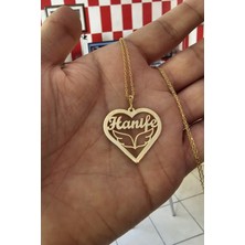 Özgür Takı 925 Ayar Gümüş 24 Ayar Altın Kaplama Kanatlı Kalpli Isimli Kolye