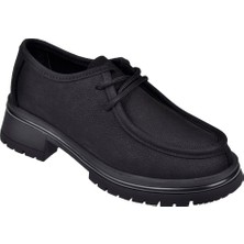 Beety Hakiki Deri Bağcıklı Kadın Ayakkabı BEE-5547   Siyah Nubuk