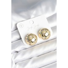 Claris Pirinç Gold Renk Zirkon Taşlı Kadın Küpe