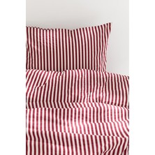 Perotti Natural Ranforce Kırmızı Çizgili Tek Kişilik Nevresim Takımı %100 Organik Pamuk