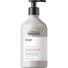 Mena Rise L'oréal Professionnel Paris Serie Expert Silver Çok Açık Sarı, Gri ve Beyaz Saçlar Için Renk Dengeleyici Mavi Şampuan 500ML