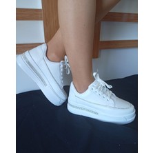Moda Juan Kadın Yüksek Taban Rahat Şık Günlük Spor Ayakkabı Beyaz Renk