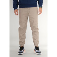 Souris Erkek Taş Rengi Jogger Pantolon Rahat Kesim Pamuklu Lastikli Paça Ipli