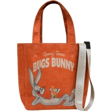 Dogo Kadın Vegan Turuncu Large Tote Bag - Warner Bros Red Hot Bunny Tasarım