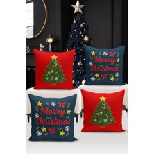 Bertille Home Yılbaşı Serisi Çift Tarafı Dijital Baskılı  4'lü Kırlent Kılıfı Seti (Christmas Noel Cushion Cover)