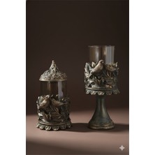 Hanlar Home Şık Klasik Hediyelik Kuşlu Ikili Şamdan