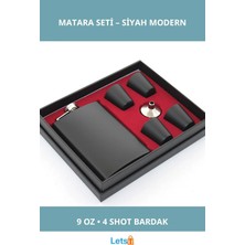 Letsii Paslanmaz Çelik Siyah 4 Shot Bardaklı Matara
