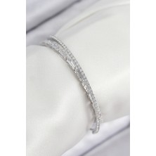 Claris Pirinç Zirkon Taşlı Su Yolu Model Gümüş Renk Kadın Bileklik