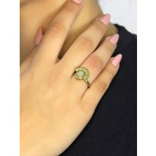 Esha Store Doğal Taş Sitrin Doğal Taşlı Antik Model Kadın Ayarlanabillir Yüzük EUY82S