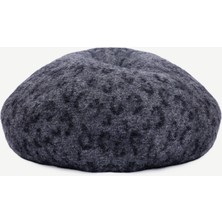 Yargıcı Yün Karışımlı Leopar Desenli Şapka