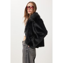 Happiness İstanbul Kısa Suni Kürk Kaban LXA0002 Siyah