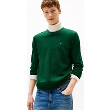 Tommy Hilfiger Erkek Regular Fit Bisiklet Yaka Kazak - Yeşil