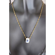 Özgür Takı 925 Ayar Gümüş 24 Ayar Altın Kaplama Nazar Boncuklu Singapur Zincir