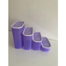 Tupperware Oval Su 4lü Mor Kuru Gıda Saklama Kabları