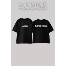 Anetos The Weeknd 10 Tasarım Sırt Baskılı Pamuk Siyah Oversize T-Shirt