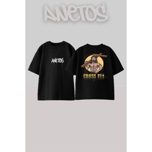 Anetos Crossfit 2 Tasarım Sırt Baskılı Pamuk Siyah Oversize T-Shirt