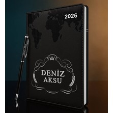 Bk Gift Kişiye Özel Isimli Termo Sert Kapak 2026 Siyah Ajanda & Kalem -6, Öğretmenler Günü Hediyesi, Yeni Iş Hediyesi