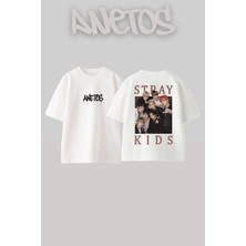 Anetos Stbay Kıds Tasarım Sırt Baskılı Pamuk Beyaz Oversize T-Shirt