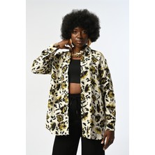 Orfeonegro Kadın Karışık Desenli Oversize Kesim Gömlek