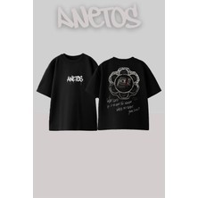 Anetos Marcio Iırote Tasarım Sırt Baskılı Pamuk Siyah Oversize T-Shirt