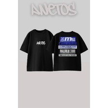 Anetos Malcolm Todd Tasarım Sırt Baskılı Pamuk Siyah Oversize T-Shirt